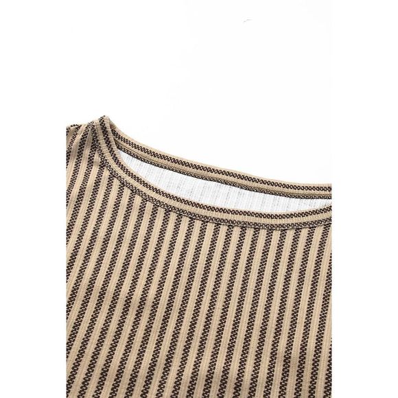 Azura Exchange  Khaki Striped Crew Neck Ruffled Tank Top - Picture 14 of 15